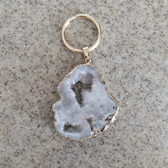 Druzy Quartz Crystal Keychain - Picture 2 of 2